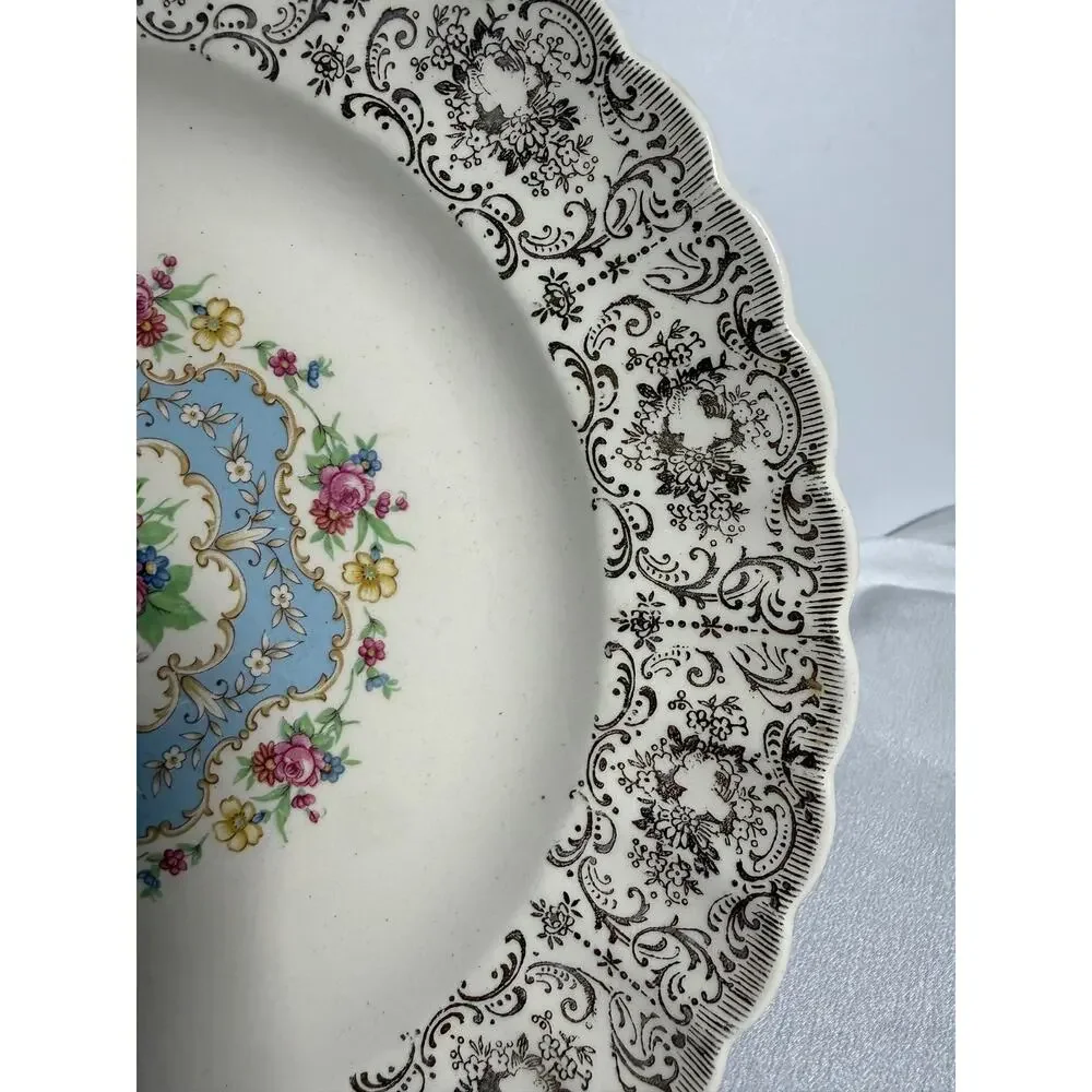 Vintage American Limoges Lyric Plates Set of 4, 22K Gold Filigree Rim 9.5